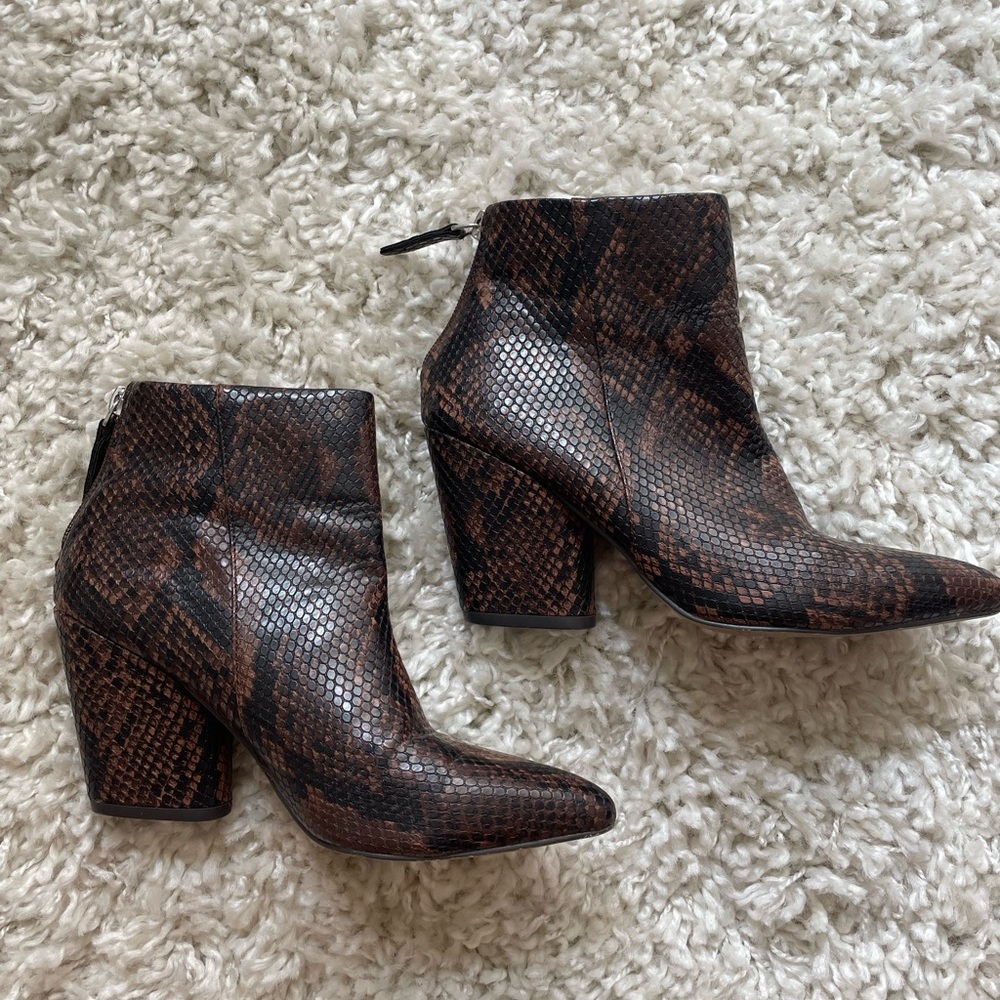 Steve Madden Dark Brown Snakeskin Booties